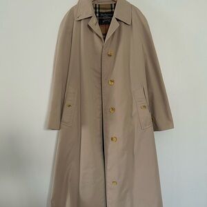 Burberrys Tan Trench Coat with Gold Accents